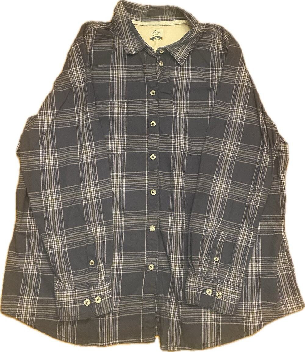 RIDGECUT TOUGHWEAR Women's 2X Gray Plaid Long Sl Button Up Shirt